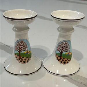 Villeroy & Boch Naïf Pair 5” Ceramic Candle Holders